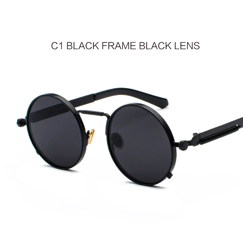 YOOSKE винтажные стимпанк Солнцезащитные очки для мужчин и женщин, роскошные брендовые дизайнерские металлические паровые панк Солнцезащитные очки, круглые очки UV400 - Цвет линз: C1