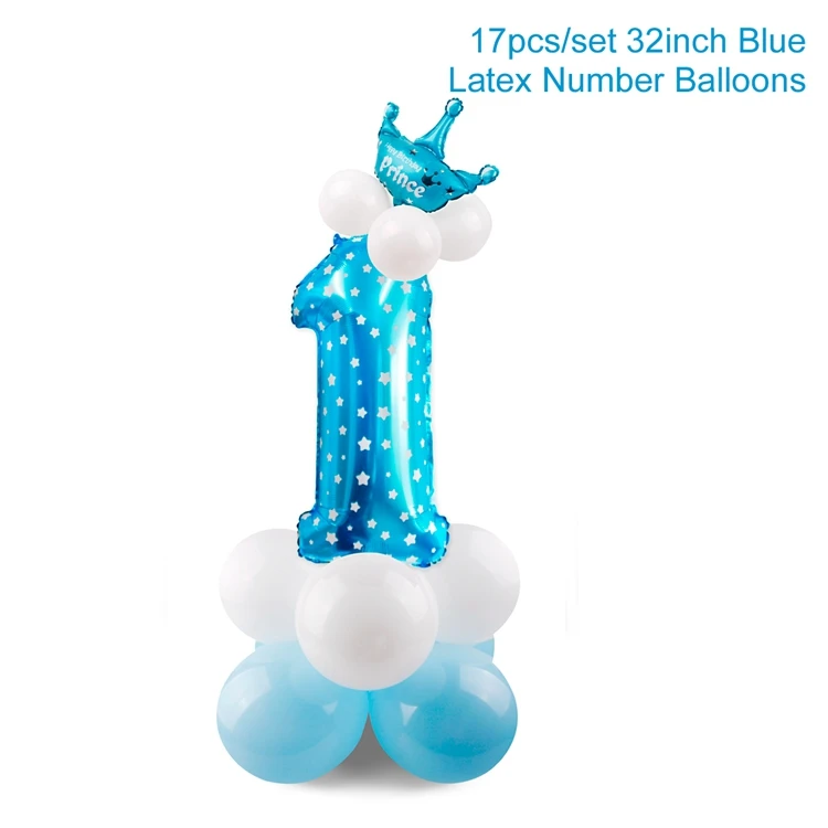 FENGRISE синие вечерние украшения для мальчиков, вечерние принадлежности для мальчиков, Детские сувениры на день рождение вечерние украшения, первый день рождения, воздушные шары, баннер - Цвет: Blue Set One