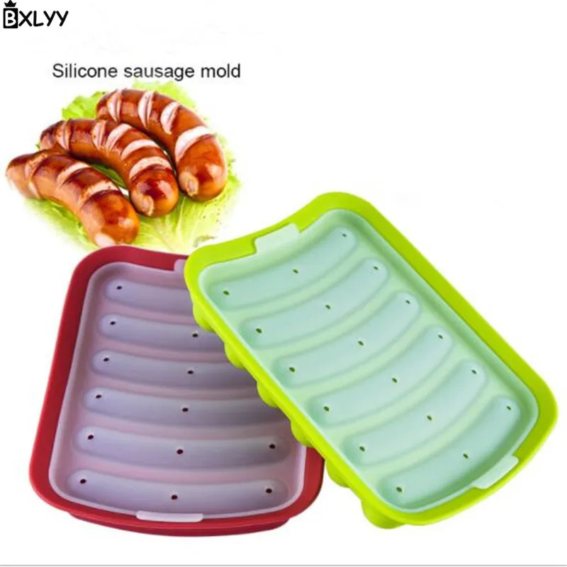 

BXLYY Silicone DIY Sausage Making Mold Hamburger Hot Dog Mold 6 Even Pie Baking Kitchen Gadgets Cake Decorating Tool New Year.8z