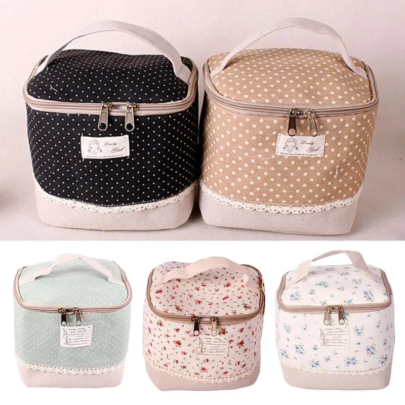  High Quality Makeup Bag Fashion Lady Cosmetic Bag Linen Travel Oganizer for Toiletries Kit Large Ca