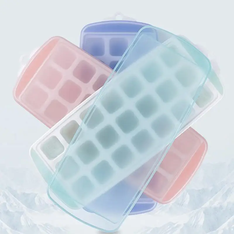 

DoreenBeads 1 Set 30*12*2.5 cm Ice Mold Ice-cream Storage Freezing Box 21 Cells Soft with Cover Kitchen Bar DIY Makers Home Use