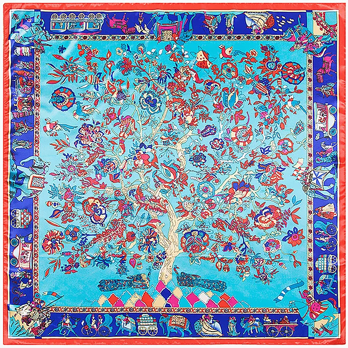 Rich Tree Elephants Print Scarf Silk Feeling 90cm Scarves Match Apparel font b Accessory b font