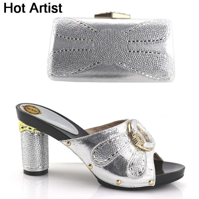 

Hot Artist 2018 Fashion African Shoes And Matching Bags Set High Quality High Heels 9CM Shoes And Purse Set For Party YH-02