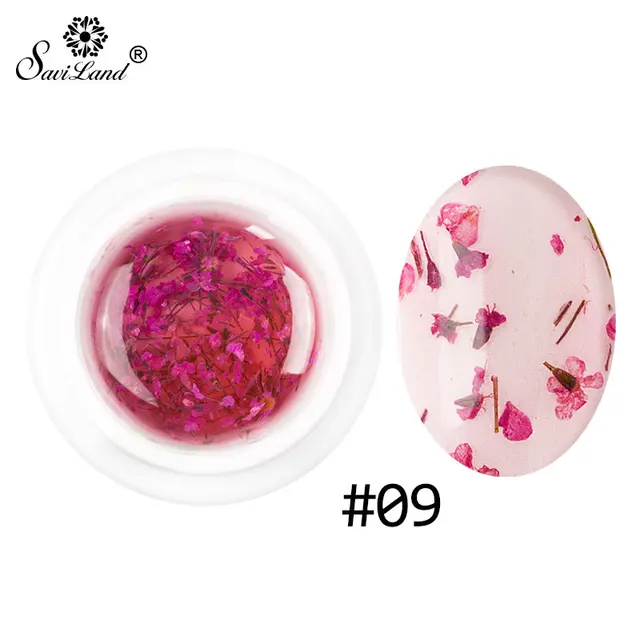 Saviland 2017 Newest DIY Natural Dried Flower Fairy Nail Gel Polish