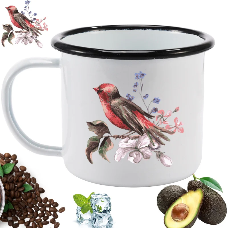 

Simple Black Border Color Bird Design, Office Home Coffee Milk Tea Double Tea Mugs