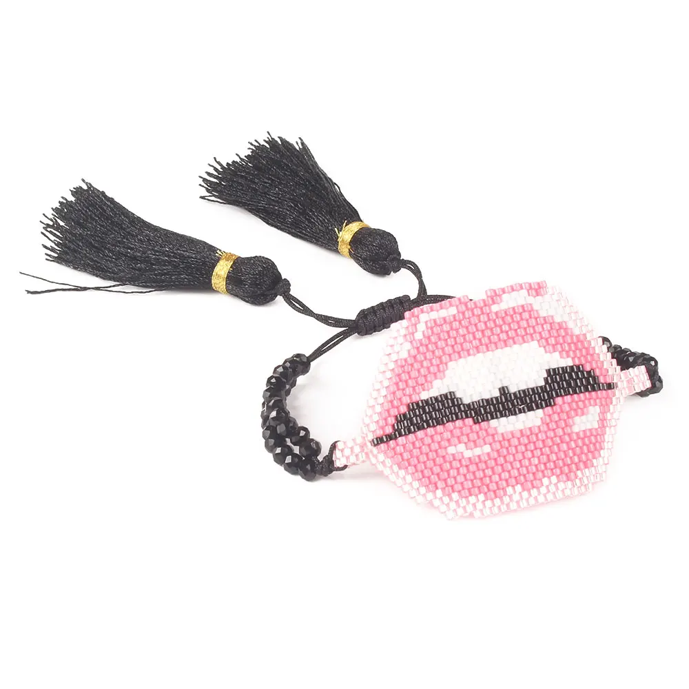 

Pulseras Mujer MIYUKI Bracelet Lips Bileklik Seed Bead Loom Jewelry Summer Handmade Accessories Insta Fashion Shinus Pink 2019