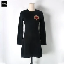 2018 New Winter Basic Knitted Sweater Dresses Women Love Badge Knitted Runway Designer Casual Dress Autumn Knitwear Vestidos