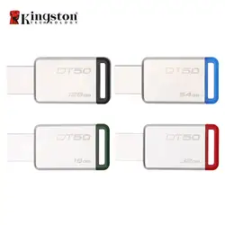 Kingston данных Traveler DT50 USB флешка диск 16 г 32 г 64 г 128 г USB 3,0 Металл Мини PenDrive Memory Stick устройства хранения данных U диска