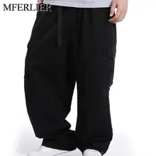 MFERLIER свободные весна лето брюки карго Мужские 5XL 6XL 7XL Большие размеры вес 150 кг повседневные мужские брюки 4 цвета