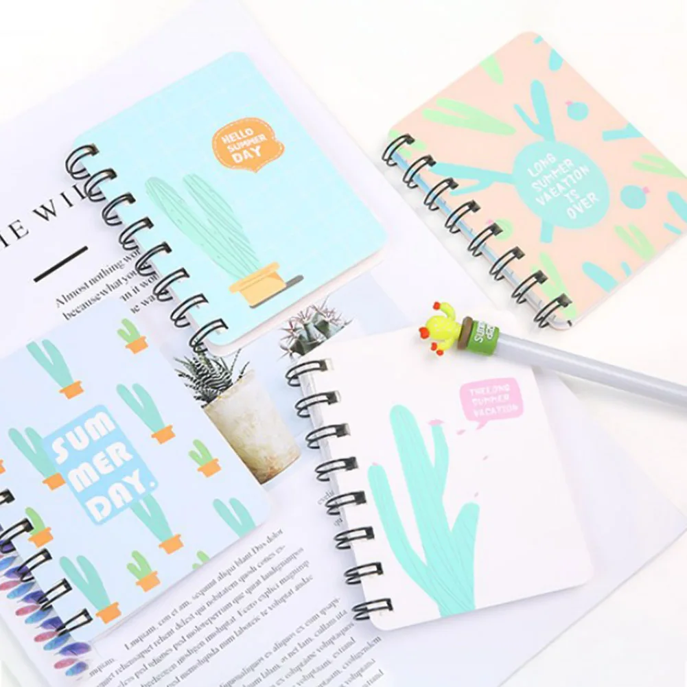 

Cute Kawaii Cartoon Cactus Cat Spiral Mini Notebook Animal Diary Notebook Portable Notepad Stationery Office School Supplies