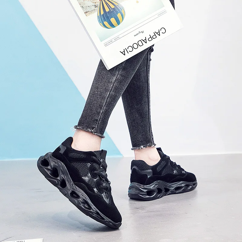 

Lace-Up Casual Fashion Women's Platform Vulcanize Shoes Sewing Cross-tied Breathable Sneakers Solid Winter Thick Soled Shoes