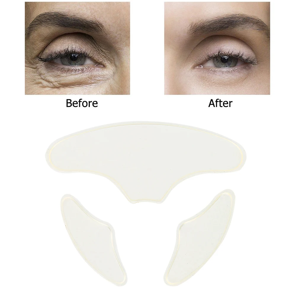 

Female 3Pcs/Set Reusable Anti Wrinkle Face Mask Pad Silicon Transparent Anti Microgroove Removal Face Sticker Skin Care