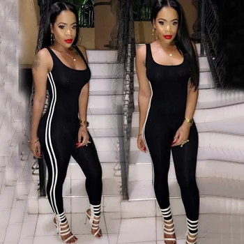 

Sleeveless backless spaghetti strap jumpsuit women sexy romper 2019 summer bodycon Skinny bandage party long club outfit overall