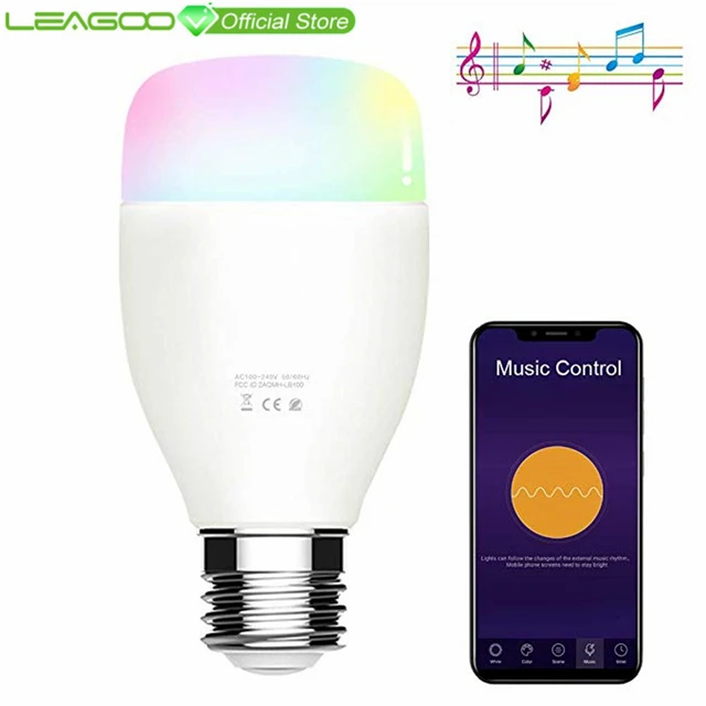 LEAGOO Wi-Fi RGBW лампы музыка Управление Функция Удаленная группа Управление E27 7 Вт 50000hrs AC100-240V 50/60 Гц красочные умный свет лампы