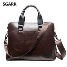 SGARR Vintage Crazy Horse PU Leather Men Briefcase Business Handbag Men’s Shoulder Bag Crossbody Laptop Bag Black Male Briefcase