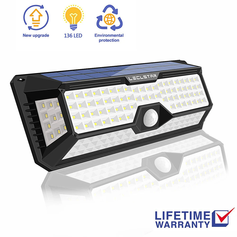 

136 LED Solar Powered Lamp Enhance Solar Panel Energy Safety Light Outdoor Motion Sensor for Garden Decoration Street Waterproof