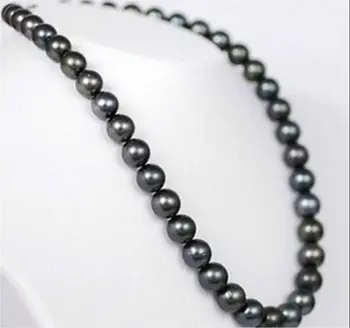 

REAL BEAUTIFUL 20" 9-10MM TAHITIAN NATURAL BLACK PEARL NECKLACE (9.13)