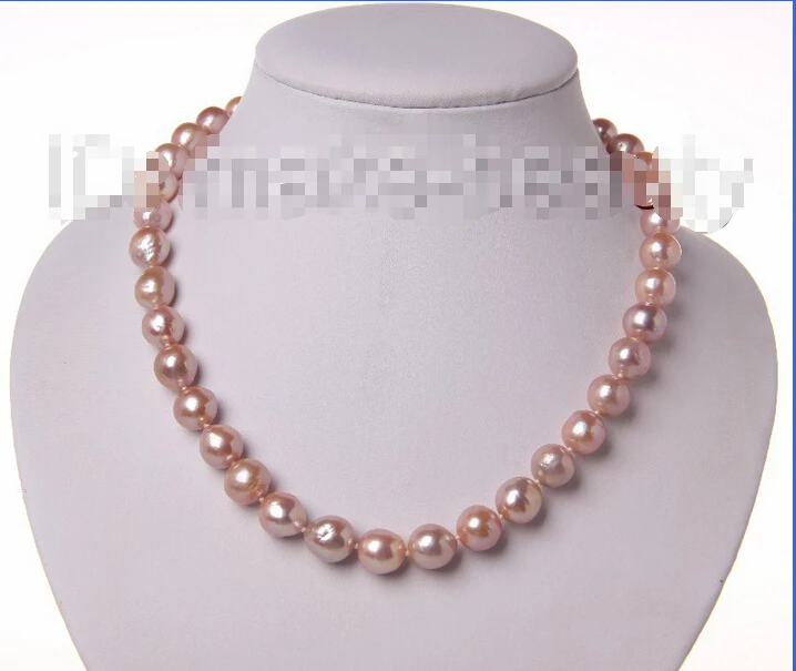 

Free shipping >>>>>>AAA big 11mm round pink Edison keshi reborn freshwater pearl necklace h2107