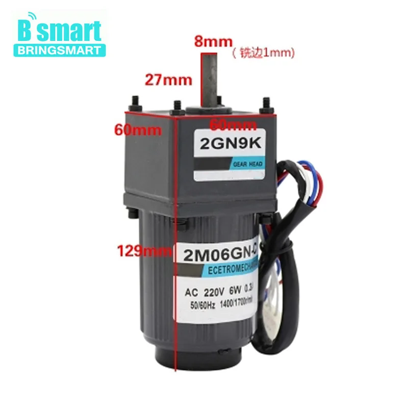 Bringsmart 2M06GN C AC 220 В мотор редуктор 6 Вт однофазный Реверсивный мини регулятор