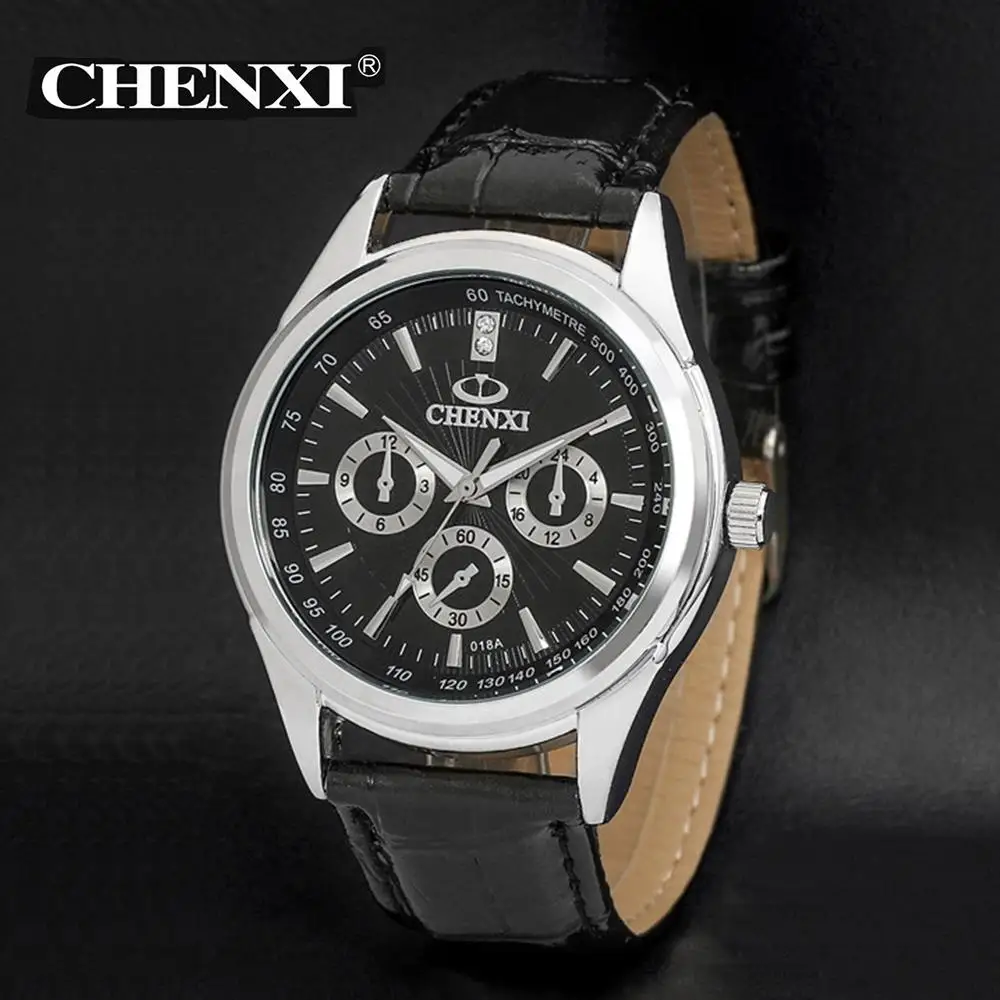 

2018 CHENXI Luxury Business Quartz Watches Men Black Leather Strap Clock Fashion Man Clock Watch Relogio Masculino
