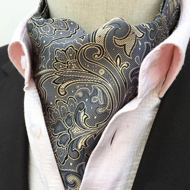 Мужские классические жаккардовые шелковые Пейсли длинные шарфы галстук Ascot шеи галстуки джентльмен HZTIE0180 - Цвет: LJC08