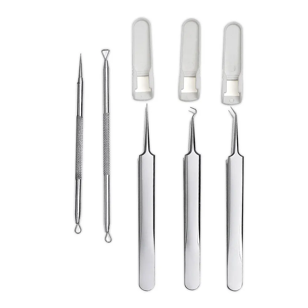 

XYj Blackhead & Blemish Removers Set 5 PCS/Set Needles Tweezer Beauty Tool Blackhead Acne Comedone Pimple Blemish Extractor Kit
