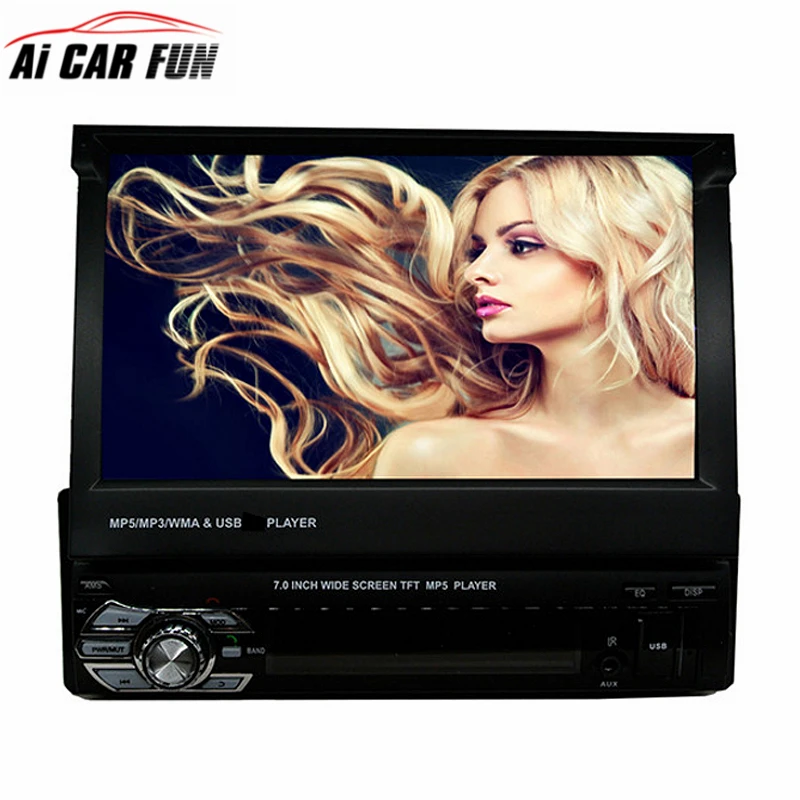 

1 Din 7 inches Slip Down Car Stereo FM Only Bluetooth Tensile MP3 MP4 MP5 Player with USB/SD GPS navigation Car Radio Tuner