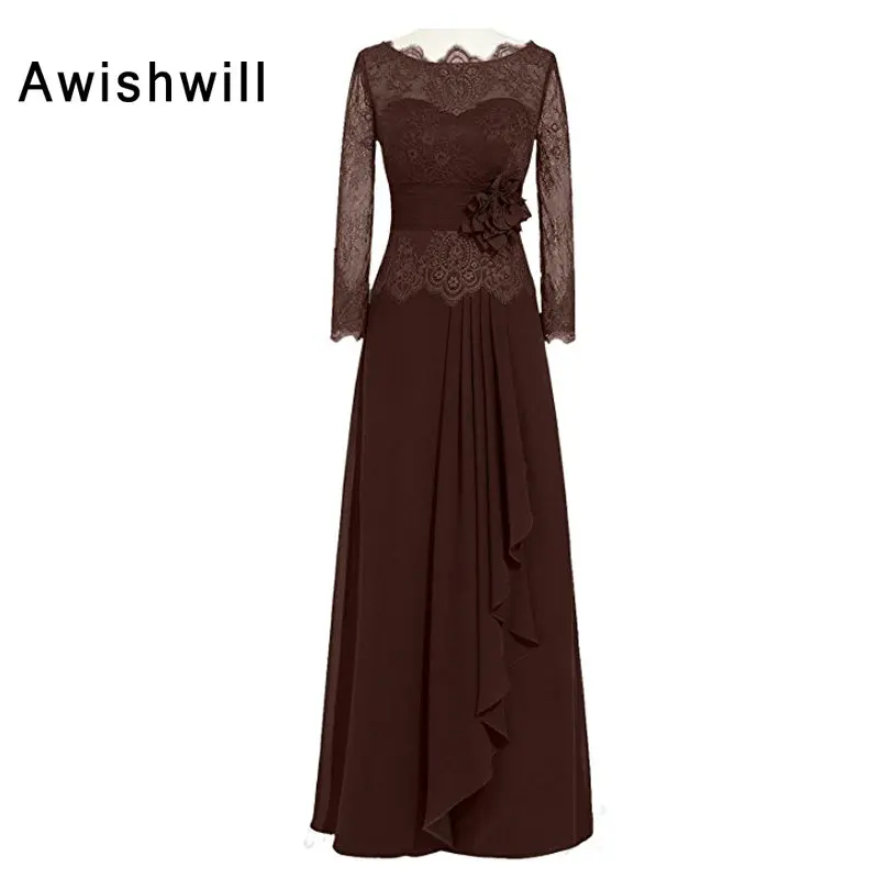 Vestido De Festa Longo 2020 Kant En Chiffon Lange Mouw Formele Avondjurk Moeder Van De Bruid Jurken Voor wedding Party Vestido De Festa Longo 2020 Kant En Chiffon Lange Mouw Formele Avondjurk Moeder Van De Bruid Jurken Voor wedding Party
