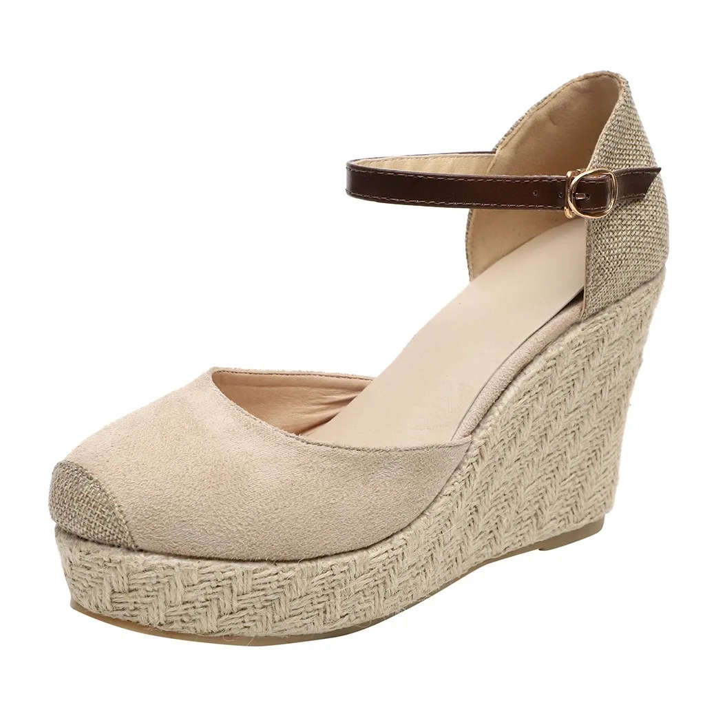 

JAYCOSIN Flock Summer wedges sandals free shiping platform High Ankle Woman Outdoor Sandals Round Toe Casual Shoes Women 2019