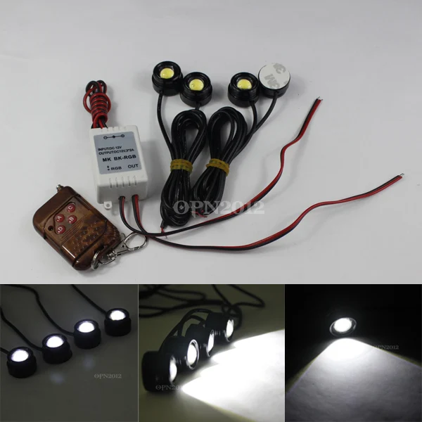 

4pcs White Xenon Remote Control LED Eagle Eye Knight Rider Scanner DRL Light Daytime Running Lights