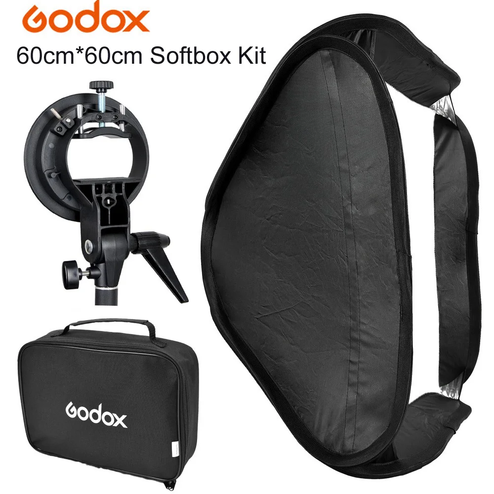 GODOX 60x60 см 2" складной портативный Фотостудия софтбокс рассеиватель+ s-тип bowens монтажный комплект для вспышки Speedlite beauty Dish