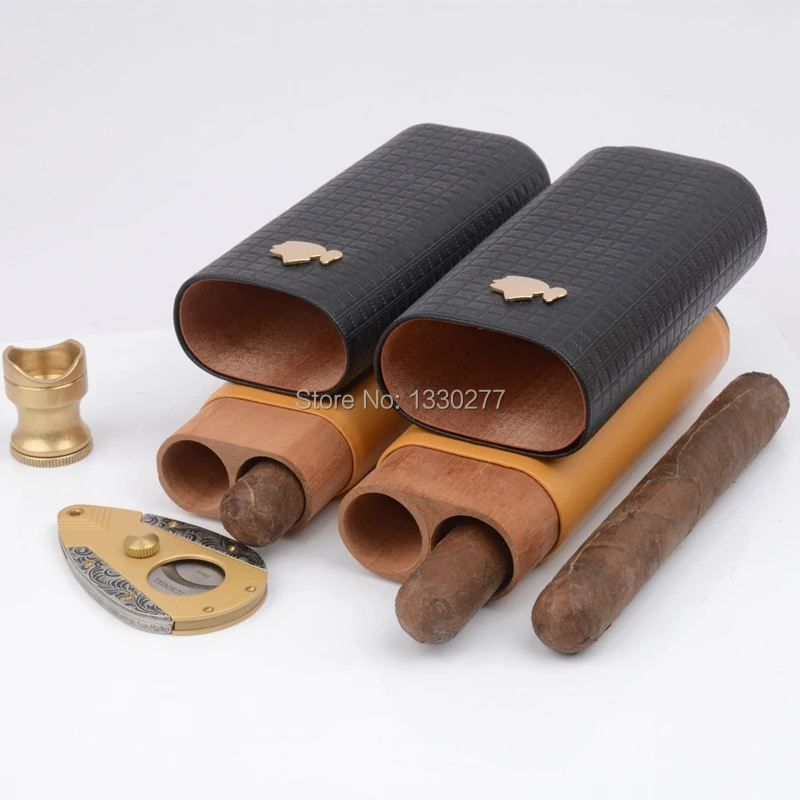 COHIBA пакет скидка путешествие на выходные держатель для сигары Cohiba Cedar Wood 2 трубки держатель для сигары Fit 54 кольца+ 63 кольца сигары