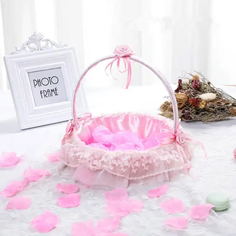pink flower girl basket