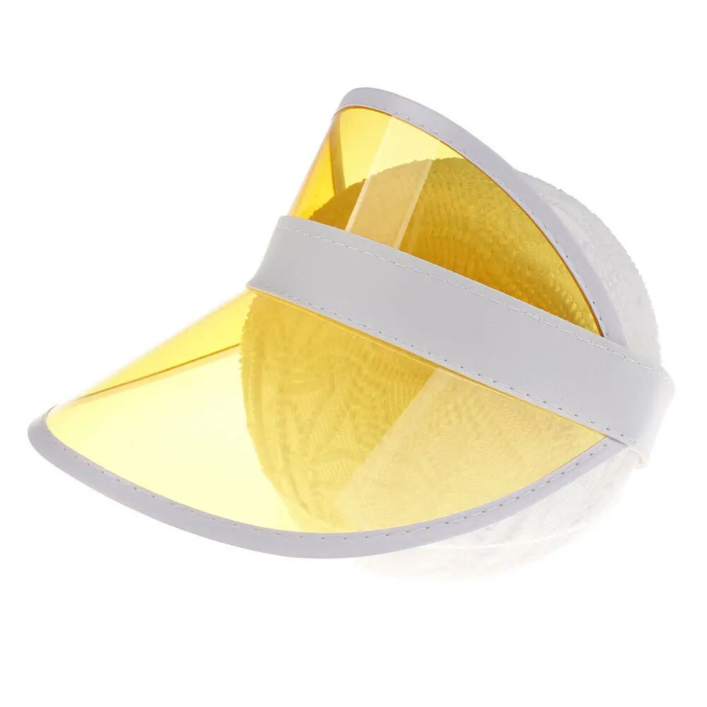 Little Girls Kids Summer Sun Hat Visor Party Casual Hats Clear Plastic PVC Kid Sunscreen Cap Accesorries - Цвет: Цвет: желтый