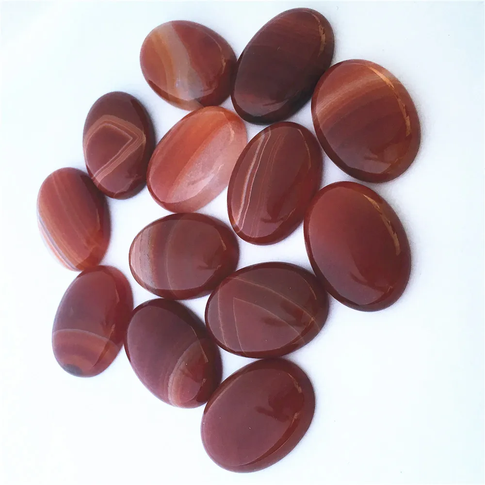 

New!18x25mm Natural Stone Oval CAB CABOCHON Red Stripe Onyx Agates Wholesale Stone Beads For Jewelry Making Free Shipping 12PCS