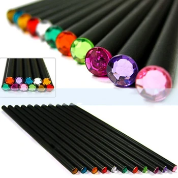 

12Pcs/lot HB Pencil Diamond Color Pencil Stationery Items Drawing Supplies Cute Pencils Basswood Office School Supplies