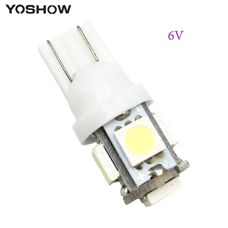 

10pcs T10 6V 6.3V 194 168 W5W 5050 5 SMD 5 LEDs C5W Car LED Light Bulb Dashboard License Parking Light Indicator Reading Lamps