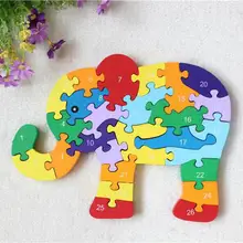 Новая деревянная игрушка животное мультфильм цвет 26 шт. английские буквы и цифровые Обучающие животное деревянное головоломка