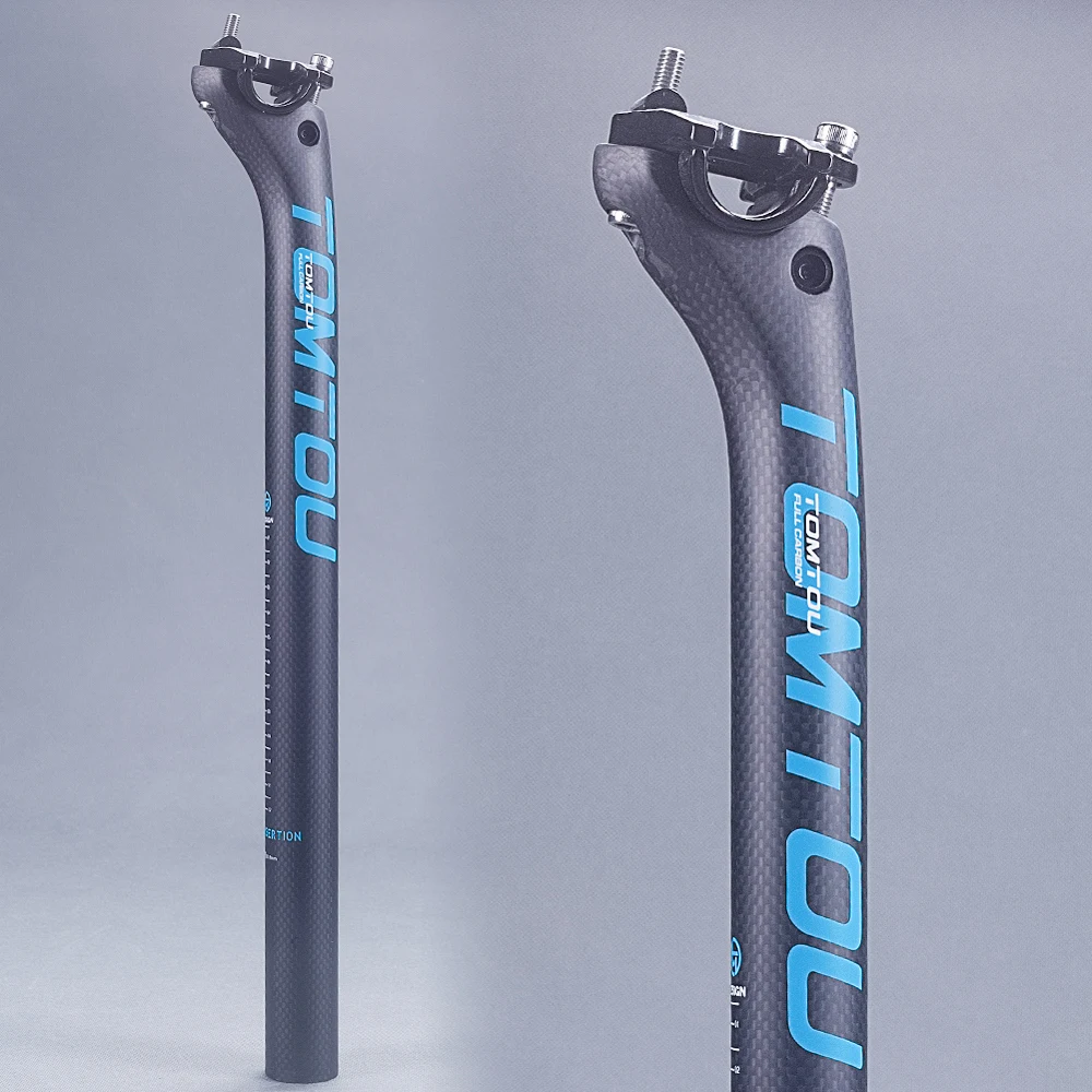 TOMTOU Carbon Fiber Road Mountain Bike Seat post Bicycle tube Seatpost 3K Matte Blue 27.2/30.8