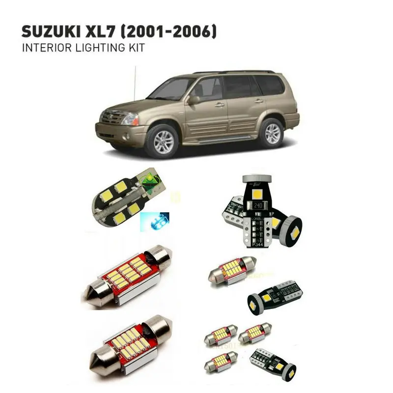 Светодиодные внутренние Светильники для Suzuki xl7 2001-2006 7 шт. светодиодные фонари для автомобилей комплект освещения автомобильные лампы Canbus