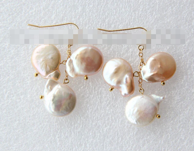 

HOT SELL - 1220 baroque white pink coin pearl dangle earrings -Top quality free shipping