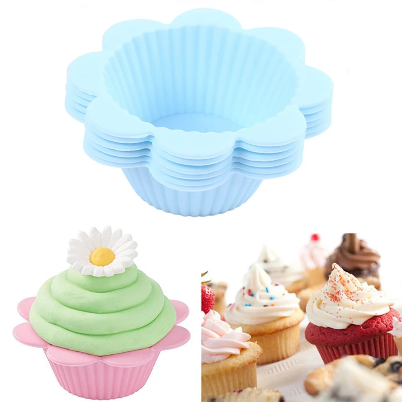 Flower Silicone Muffin Mold 6pcs/lot Blue 9cm Silicone Cupcake Mold
