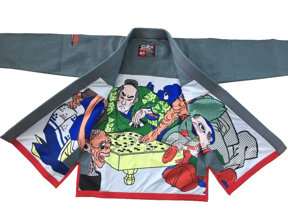 Billige Freies Verschiffen Sonnenaufgang Ripstop Grau BJJ Gi Kimonos Grappling Brazilian Jiu Jitsu Gi MMA Fightwear A0 A4 Marke Neue! !!