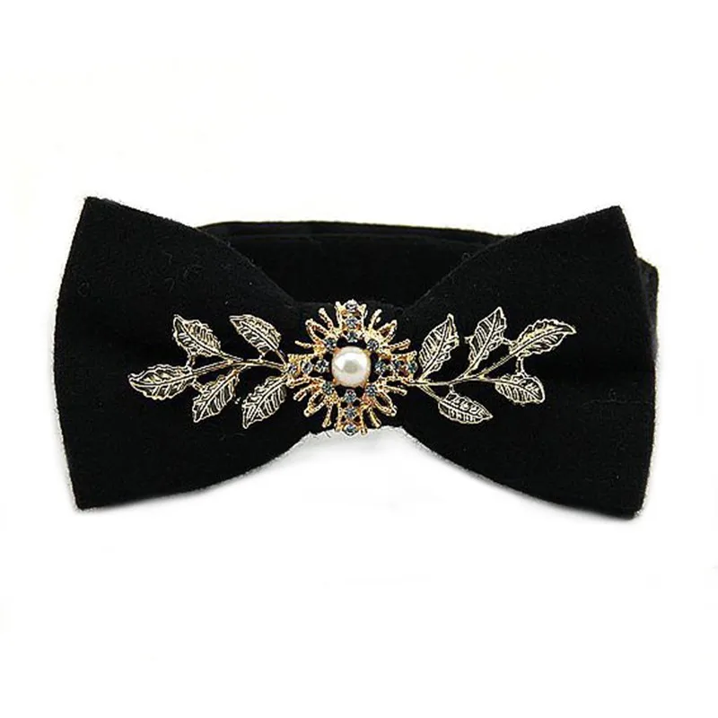 Upscale Wool Bowtie for Mens Floral Leaves Bridegroom Tuxedo Wedding Gravata6