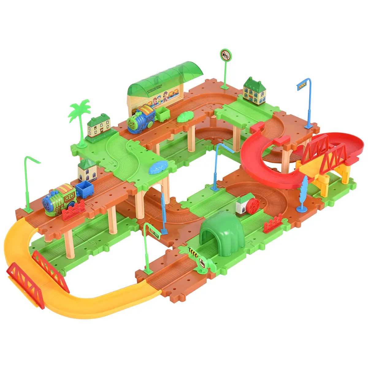 Детские пластиковые кирпичные игрушки электронные строительные блоки железнодорожный поезд