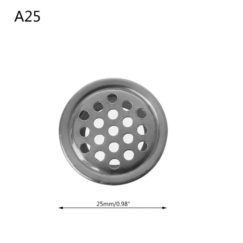 1 шт. вентиляционная решетка из нержавеющей стали с отверстиями для вентиляционного отверстия круглой формы 19 мм, 25 мм, 29 мм, 35 мм, 53 мм - Цвет: Flat 25mm