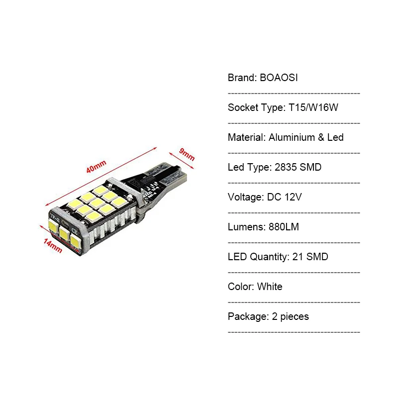 2x T15 светодиодный светильник Canbus без ошибок резервный обратный светильник W16W 2835 Чип Белый цвет с высокой мощностью для Skoda Superb