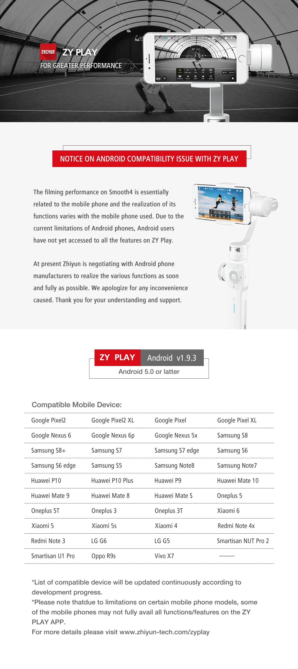 Zhiyun suave 4 3 eixos handheld cardan