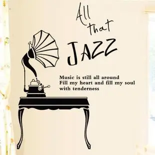 

Free Shipping Gramophone Music Notes Wall Sticker Window Decor Decals Glass Sticker Home Decoration Pattern Single-piece Package