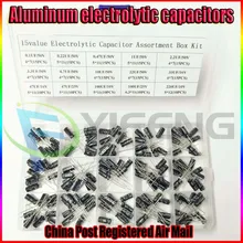 15 значений 0,1 мкФ-220 мкФ смесь электролитический набор различных конденсаторов с коробкой для хранения 16 В/25 В/50 в конденсаторы